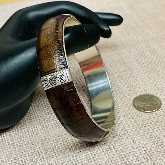 Brighton Silver Leather Bangle Bracelet - Picture 1 of 3
